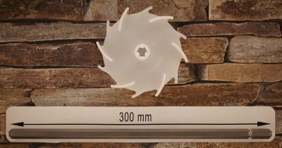 Dissolver 100 mm aus Polyamid 6 mit Dissolverwelle 300 mm lang, aus 10 mm sechskant Edelstahl rostfrei