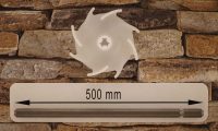 Dissolver 75 mm aus Polyamid 6 mit Dissolverwelle 500 mm lang, aus 8 mm sechskant Edelstahl rostfrei