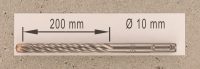 Hochleistungs- Hartmetall- Gesteinsbohrer 10 x 200 mm mit 4 Vollhartmetall-Schneiden