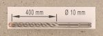 Hochleistungs- Hartmetall- Gesteinsbohrer 10 x 400 mm mit 4 Vollhartmetall-Schneiden