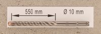 Hochleistungs- Hartmetall- Gesteinsbohrer 10 x 550 mm mit 4 Vollhartmetall-Schneiden
