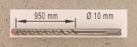 Hochleistungs- Hartmetall- Gesteinsbohrer 10 x 950 mm mit 4 Vollhartmetall-Schneiden