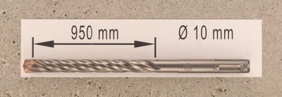 Hochleistungs- Hartmetall- Gesteinsbohrer 10 x 950 mm mit 4 Vollhartmetall-Schneiden