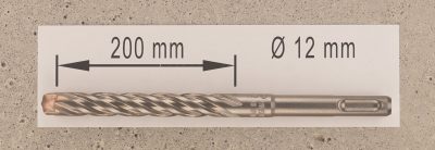 Hochleistungs- Hartmetall- Gesteinsbohrer 12 x 200 mm mit 4 Vollhartmetall-Schneiden