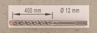 Hochleistungs- Hartmetall- Gesteinsbohrer 12 x 400 mm mit 4 Vollhartmetall-Schneiden