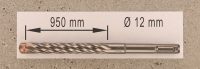 Hochleistungs- Hartmetall- Gesteinsbohrer 12 x 950 mm mit 4 Vollhartmetall-Schneiden