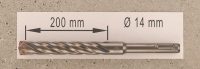 Hochleistungs- Hartmetall- Gesteinsbohrer 14 x 200 mm mit 4 Vollhartmetall-Schneiden