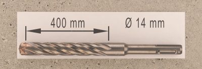 Hochleistungs- Hartmetall- Gesteinsbohrer 14 x 400 mm mit 4 Vollhartmetall-Schneiden