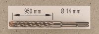 Hochleistungs- Hartmetall- Gesteinsbohrer 14 x 950 mm mit 4 Vollhartmetall-Schneiden