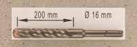Hochleistungs- Hartmetall- Gesteinsbohrer 16 x 200 mm mit 4 Vollhartmetall-Schneiden