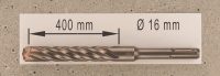 Hochleistungs- Hartmetall- Gesteinsbohrer 16 x 400 mm mit 4 Vollhartmetall-Schneiden