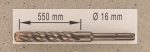Hochleistungs- Hartmetall- Gesteinsbohrer 16 x 550 mm mit 4 Vollhartmetall-Schneiden