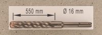 Hochleistungs- Hartmetall- Gesteinsbohrer 16 x 550 mm mit 4 Vollhartmetall-Schneiden