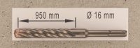 Hochleistungs- Hartmetall- Gesteinsbohrer 16 x 950 mm mit 4 Vollhartmetall-Schneiden