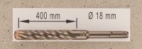 Hochleistungs- Hartmetall- Gesteinsbohrer 18 x 400 mm mit 4 Vollhartmetall-Schneiden