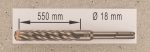 Hochleistungs- Hartmetall- Gesteinsbohrer 18 x 550 mm mit 4 Vollhartmetall-Schneiden