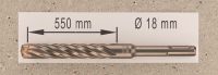 Hochleistungs- Hartmetall- Gesteinsbohrer 18 x 550 mm mit 4 Vollhartmetall-Schneiden