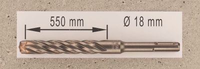 Hochleistungs- Hartmetall- Gesteinsbohrer 18 x 550 mm mit 4 Vollhartmetall-Schneiden