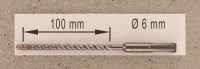 Hochleistungs- Hartmetall- Gesteinsbohrer 6 x 100 mm mit 4 Vollhartmetall-Schneiden