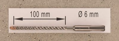 Hochleistungs- Hartmetall- Gesteinsbohrer 6 x 100 mm mit 4 Vollhartmetall-Schneiden