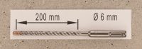 Hochleistungs- Hartmetall- Gesteinsbohrer 6 x 200 mm mit 4 Vollhartmetall-Schneiden