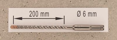 Hochleistungs- Hartmetall- Gesteinsbohrer 6 x 200 mm mit 4 Vollhartmetall-Schneiden