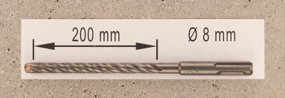 Hochleistungs- Hartmetall- Gesteinsbohrer 8 x 200 mm mit 4 Vollhartmetall-Schneiden