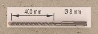 Hochleistungs- Hartmetall- Gesteinsbohrer 8 x 400 mm mit 4 Vollhartmetall-Schneiden
