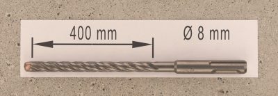 Hochleistungs- Hartmetall- Gesteinsbohrer 8 x 400 mm mit 4 Vollhartmetall-Schneiden