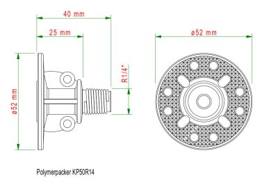 Klebepacker 50 mm mit Außengewinde R1/4"