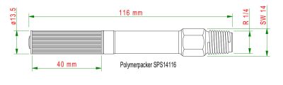 Stahl - Schraubpacker mit Spannmutter aus Kunststoff für Bohrloch 14 mm.